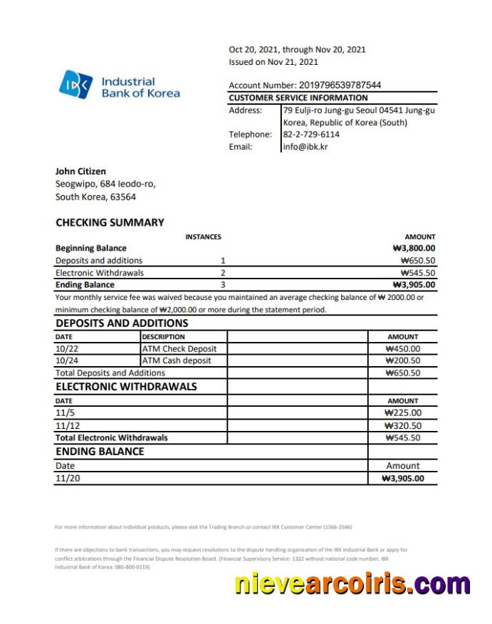South Korea Industrial Bank excel
